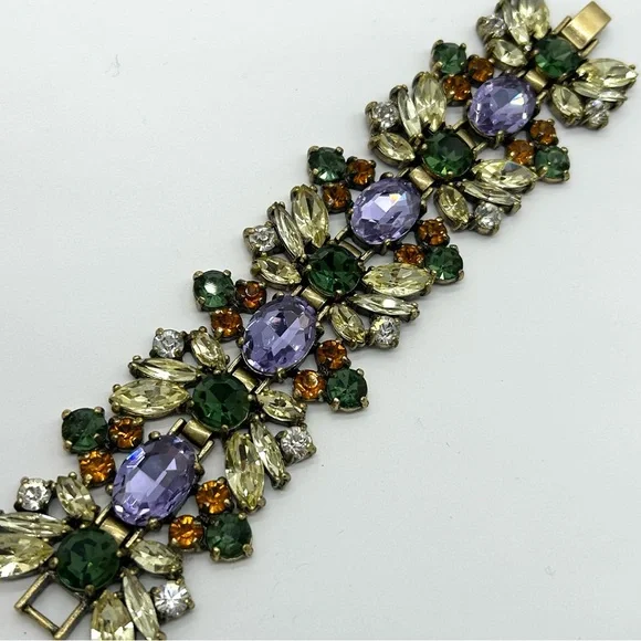 J. Crew Purple Green Jeweled Bracelet - Picture 4 of 6